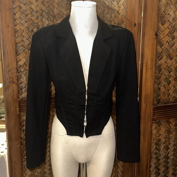 SHEIN black medium corset style cropped jacket -NWOT - Picture 3 of 4